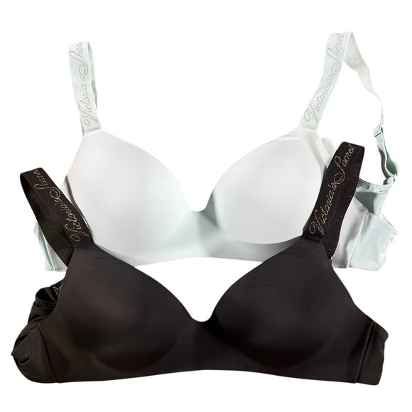 Victoria’s Secret Wireless T-Shirt Bras 38C Lot of 2 Black & Light Green NEW - Picture 7 of 9